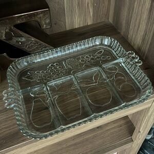 True 1950’s Vintage Mid Century Modern INDIANA GLASS CO Glass Relish Tray